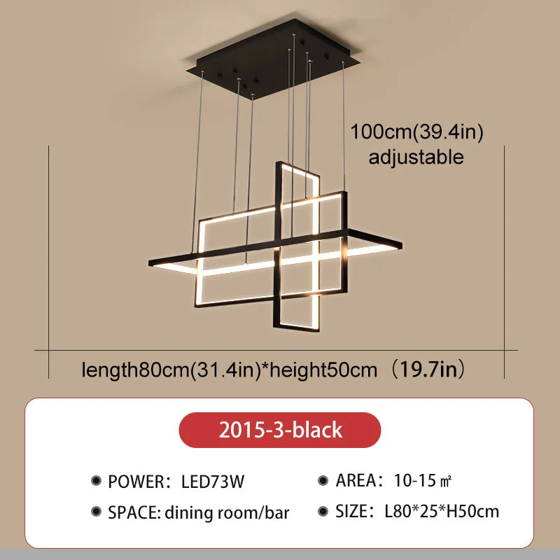 Sleek LED Rectangular Chandelier Light - Perfect for Kitchen, Dining, Living Room, and Bedroom Decor
