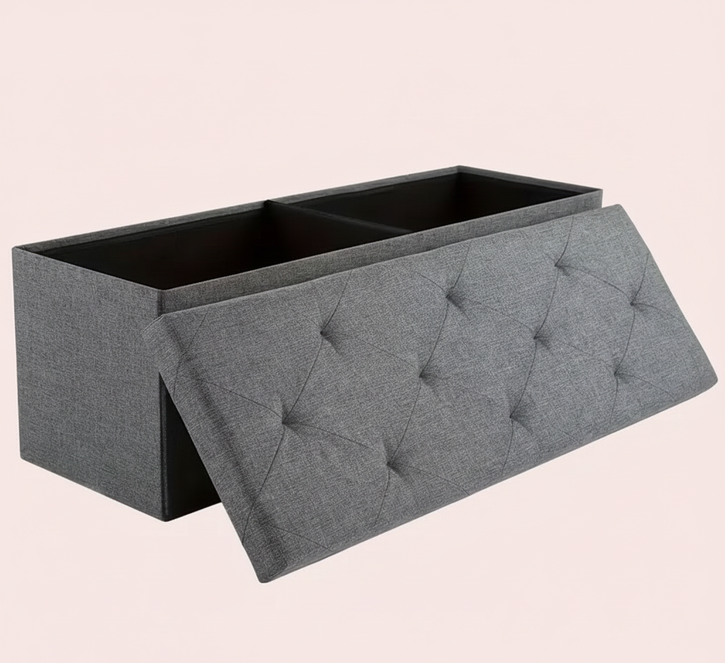 30/43" Folding Storage Ottoman Bench Heavy Duty Padded Seat Multi Size - Color