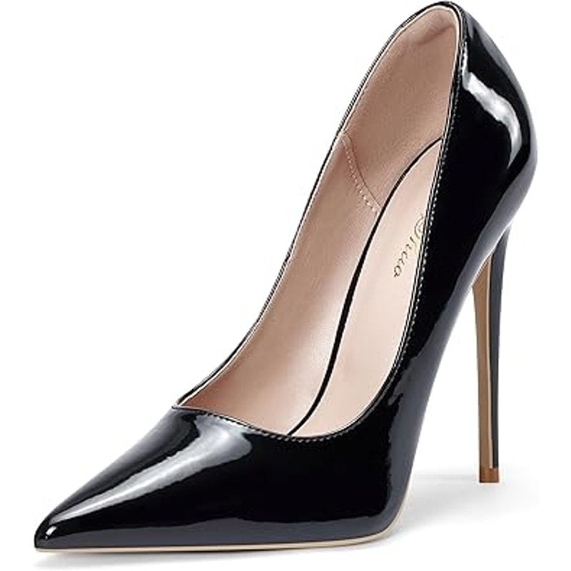 New Elisabet Tang Women Size 6 Shiny Black Pointed Toe 5" Heels Stilletto Pumps