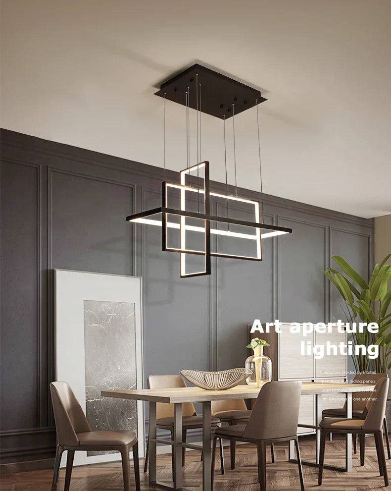 Sleek LED Rectangular Chandelier Light - Perfect for Kitchen, Dining, Living Room, and Bedroom Decor