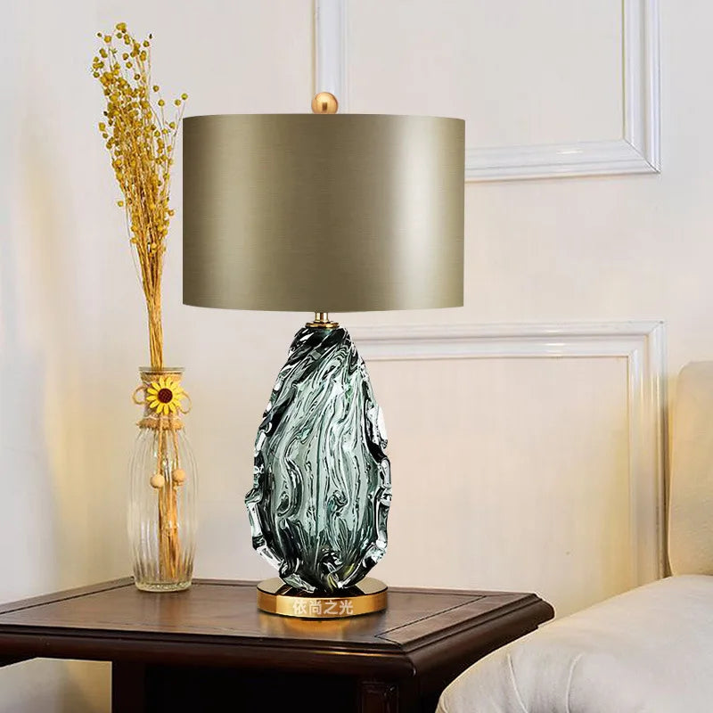 Modern Oversized Glass Table Lamp - Stylish Bedside Lighting for Living Room and Bedroom