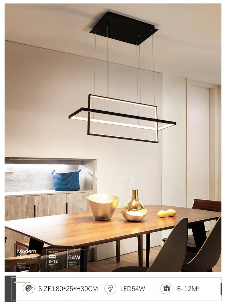 Sleek LED Rectangular Chandelier Light - Perfect for Kitchen, Dining, Living Room, and Bedroom Decor