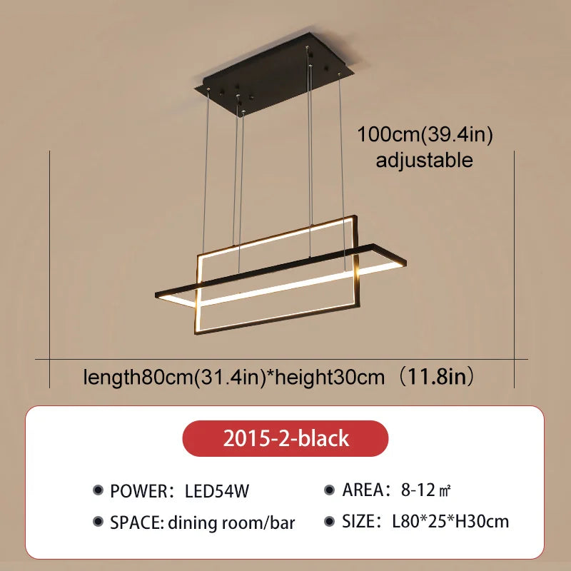 Sleek LED Rectangular Chandelier Light - Perfect for Kitchen, Dining, Living Room, and Bedroom Decor