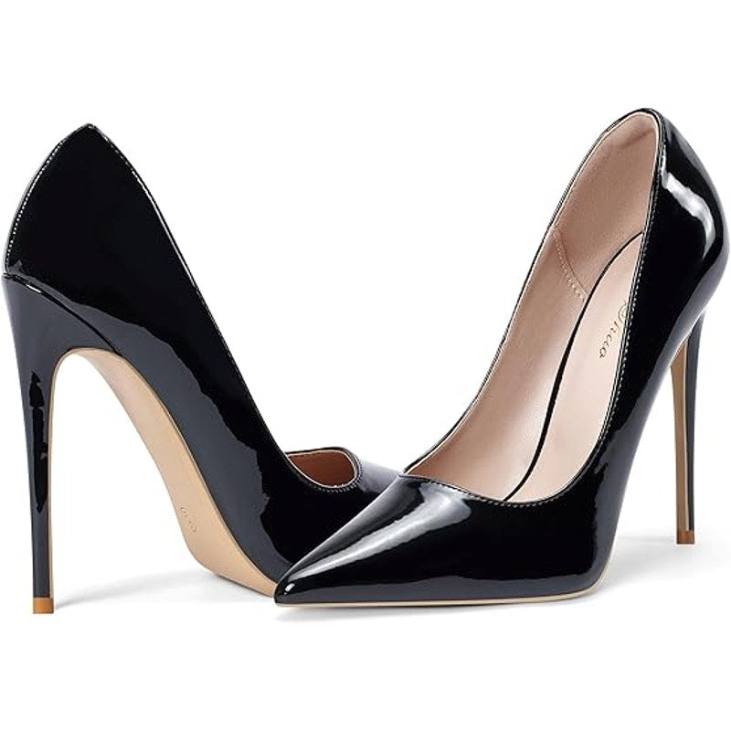 New Elisabet Tang Women Size 6 Shiny Black Pointed Toe 5" Heels Stilletto Pumps