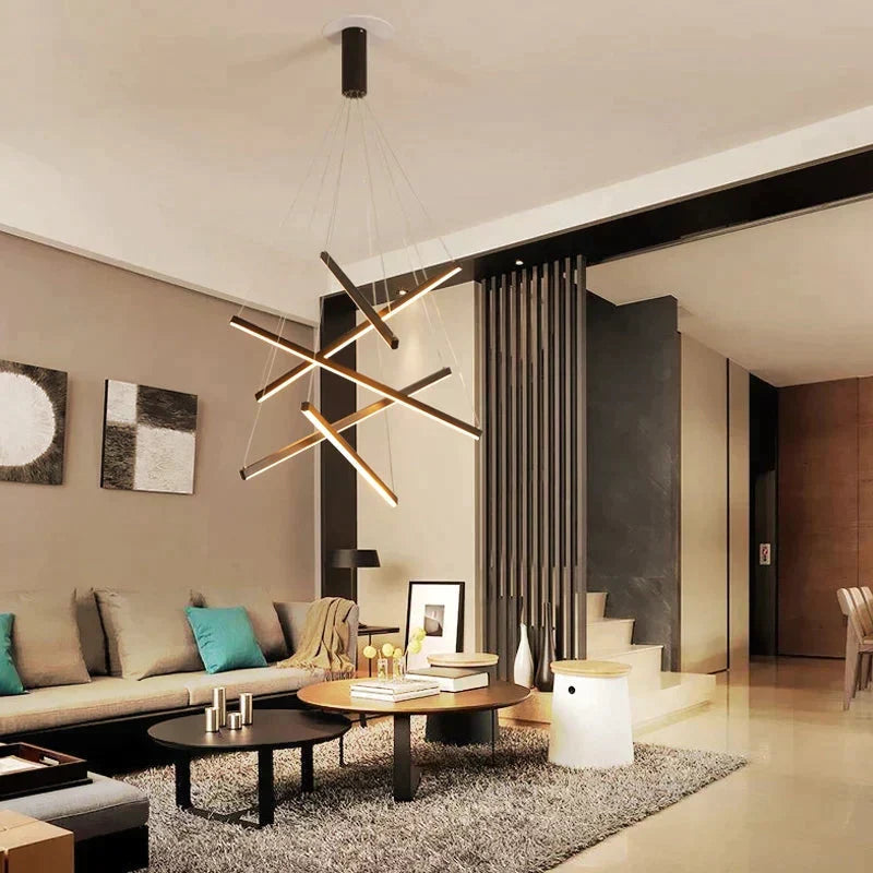 Elevate Your Space with the Modern Black Stair Chandelier